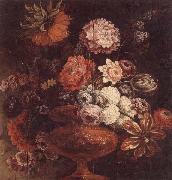unknow artist Still life of chrysanthemums,lilies,tulips,roses and other flowers in an ormolu vase Norge oil painting reproduction